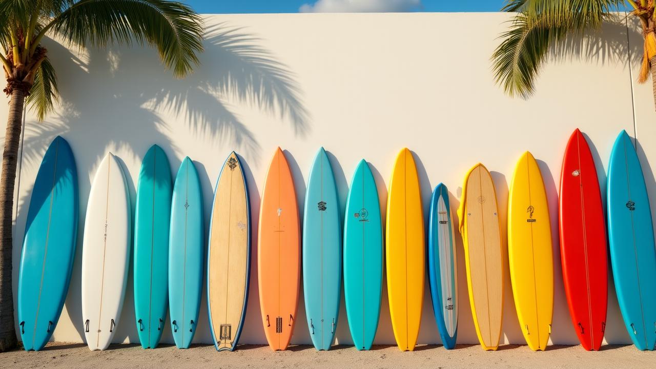 Premium surfboard rental fleet at South Beach, Miami