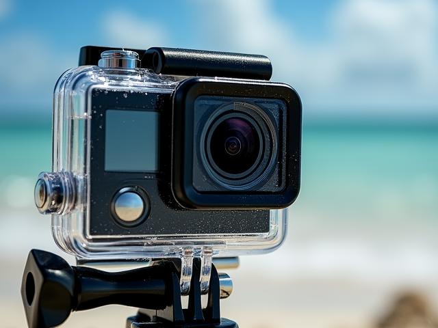Waterproof action camera housing for surf photography