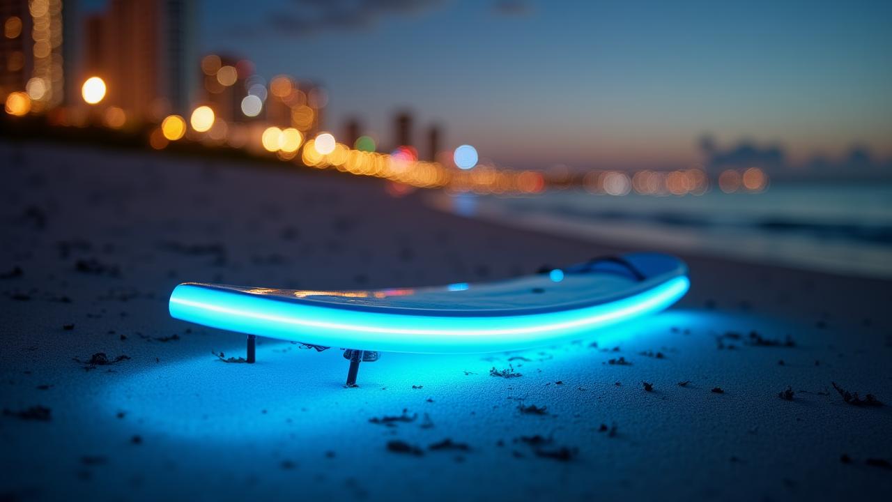 Glow leashes for night surfing at South Beach
